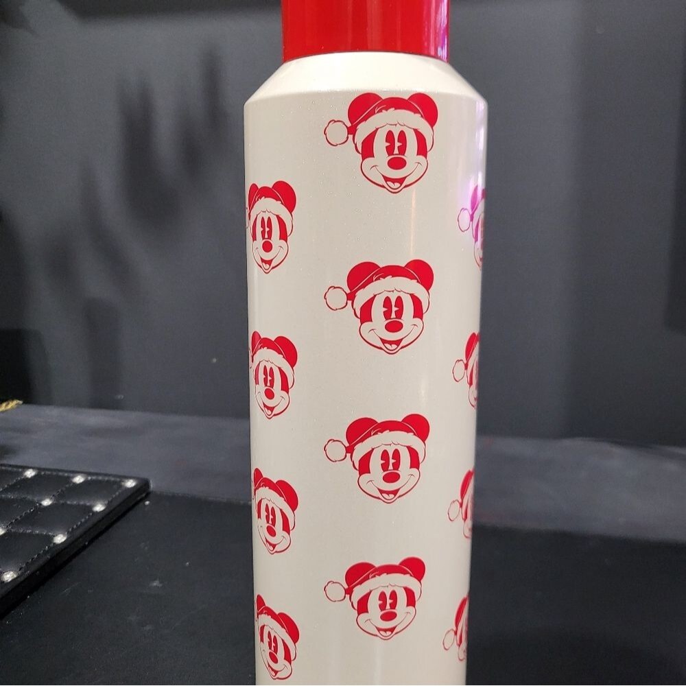 Walt Disney World Mickey Santa Starbucks Stainless Steel Water Bottle Glitter - Picture 3 of 8